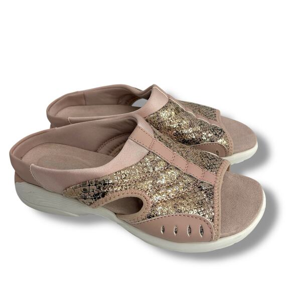 Easy Spirit Traciee Square Toe Casual Flat Sandals Size 6 Pink Metallic Slides - Picture 9 of 9